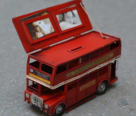 Red Medium Scale Saving Box London Double Decker Bus Model
