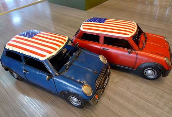 Handmade Red/ Blue Stars And The Stripes Patterns Mini Cooper