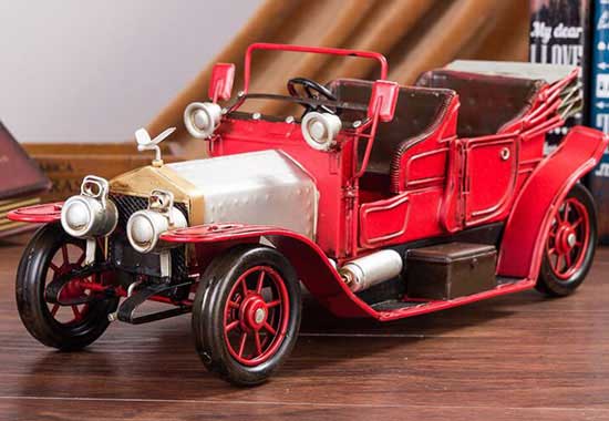 Red / White Large Scale Handmade Tinplate Rolls-Royce Car Model