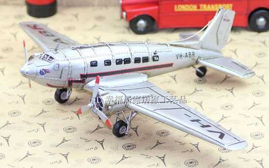 Large Scale Silver Tinplate Handmade Boeing C47 Aircraft Model