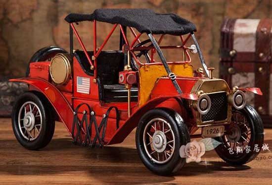 Handmade Red Medium Scale Tinplate 1926 Ford Car Model